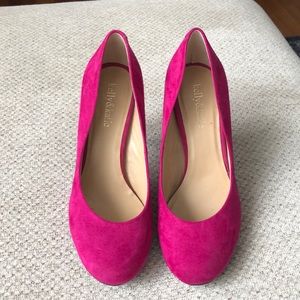 Magenta Suede Heels (gently used) 4inch COMFY!